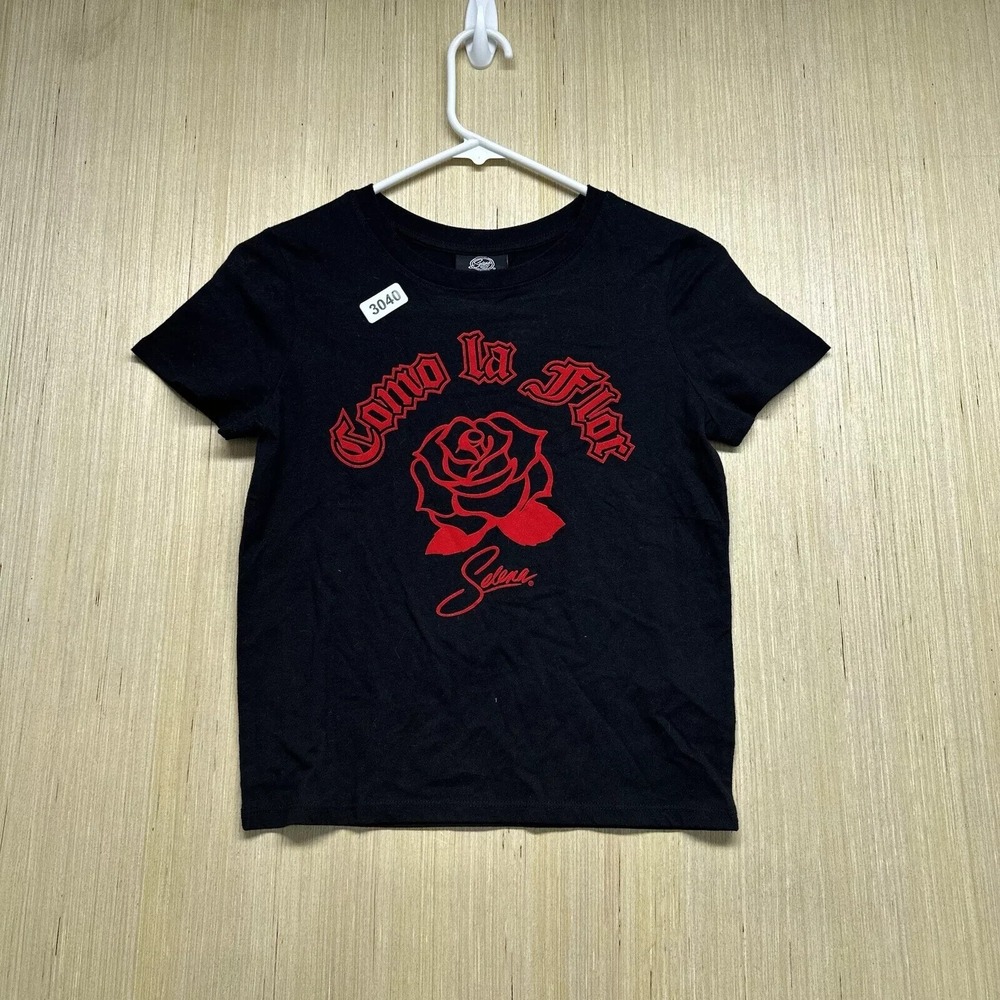 Selena Shirt Adult Small Black Short Sleeve Women's Como La Flor Pullover
